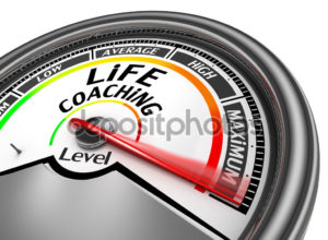 life coaching level to maximum conceptual meter, isolated on white background