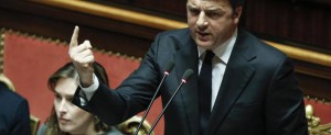 Il Presidente del Consiglio Matteo Renzi in Senato durante voto Mozione di sfiducia al Governo, Roma, 27 Gennaio 2016, ANSA/GIUSEPPE LAMI